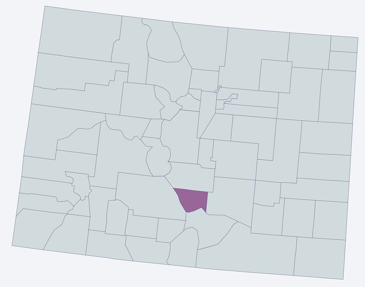 Colorado county map with custer county highlighted